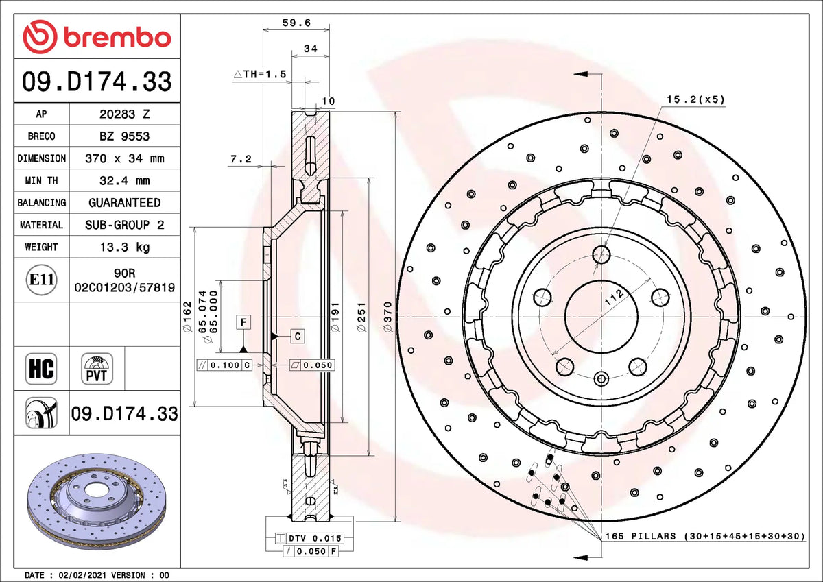 Brembo Brake Discs for Audi 8V1 RS3 (set/2)