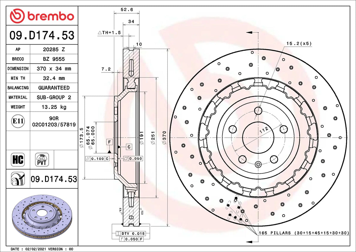 Brembo Brake Discs for Audi 8V2 RS3 (set/2)