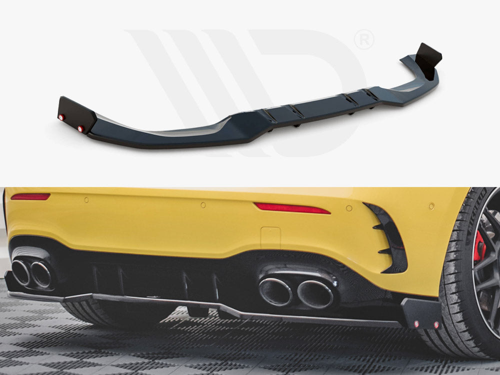 MAXTON DESIGN CENTRAL REAR SPLITTER + FLAPS MERCEDES AMG A 45 S AERO PACK W177