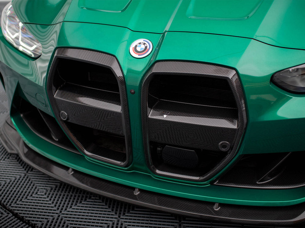 MAXTON DESIGN CARBON FIBER FRONT GRILL + LICENSE PLATE HOLDER BASE BMW M4 G82 / M3 G80