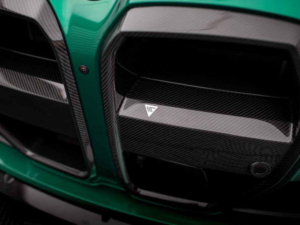 MAXTON DESIGN CARBON FIBER FRONT GRILL + LICENSE PLATE HOLDER BASE BMW M4 G82 / M3 G80