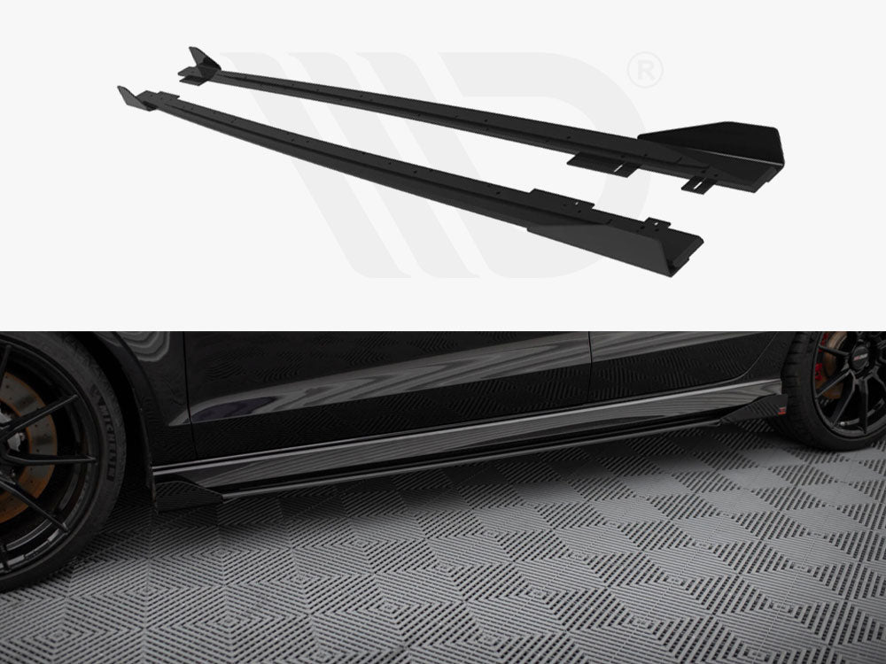 MAXTON DESIGN STREET PRO SIDE SKIRTS DIFFUSERS V.1 + FLAPS AUDI RS3 SEDAN 8V FACELIFT