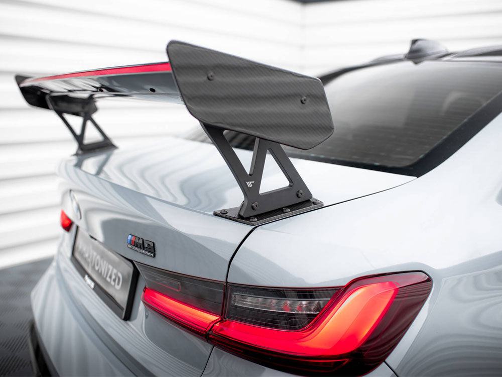 MAXTON DESIGN CARBON SPOILER WITH EXTERNAL BRACKETS UPRIGHTS + LED BMW M3 G80 / M340I G20 / 3 M-PACK G20 / 3 STANDARD G20