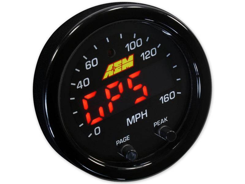AEM X-Series 0-160 MPH Black Bezel w/black face GPS Speedometer Gauge - aem30-0313