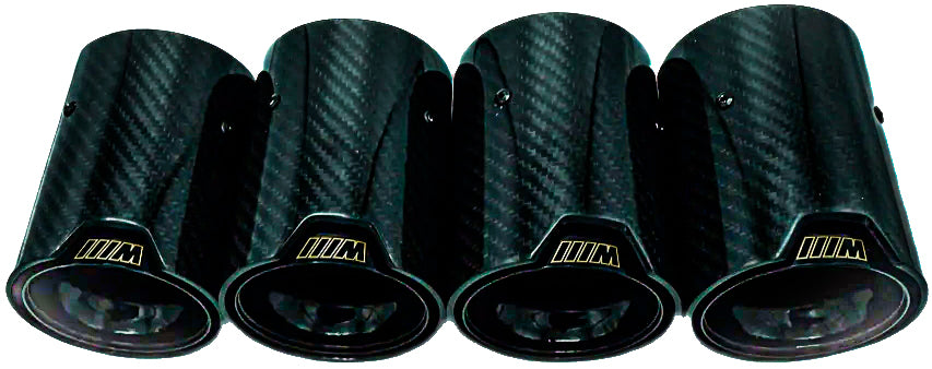 BMW F8X M3 / M4 COMPETITION PACKAGE 90MM CARBON FIBRE & GLOSS BLACK EXHAUST TIP SET MAIN