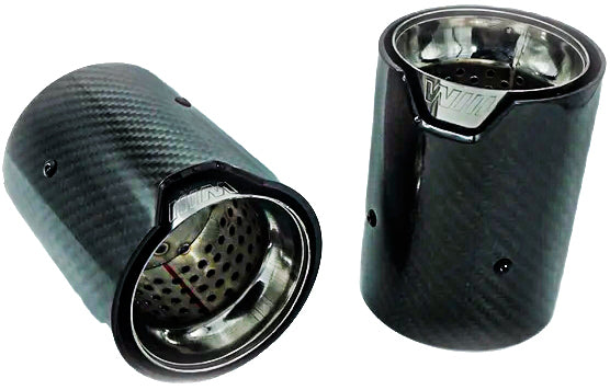BMW F8X M3 / M4 COMPETITION PACKAGE 90MM CARBON FIBRE & GLOSS BLACK EXHAUST TIP SET PAIR