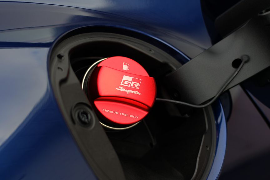 Toyota GR Supra 2020 A90 BLACKLINE Performance Edition RED Billet Fuel Cap Cover