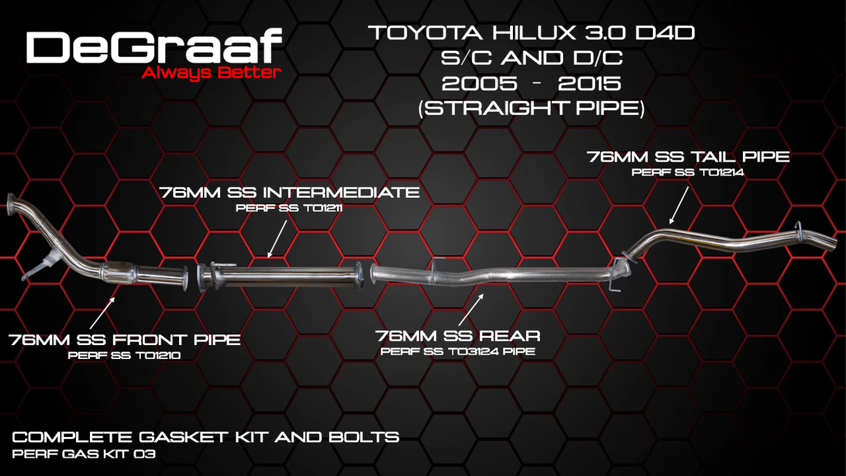 DEGRAAF HILUX 3.0 D4D 2005-2015 STRAIGHT PIPE EXHAUST