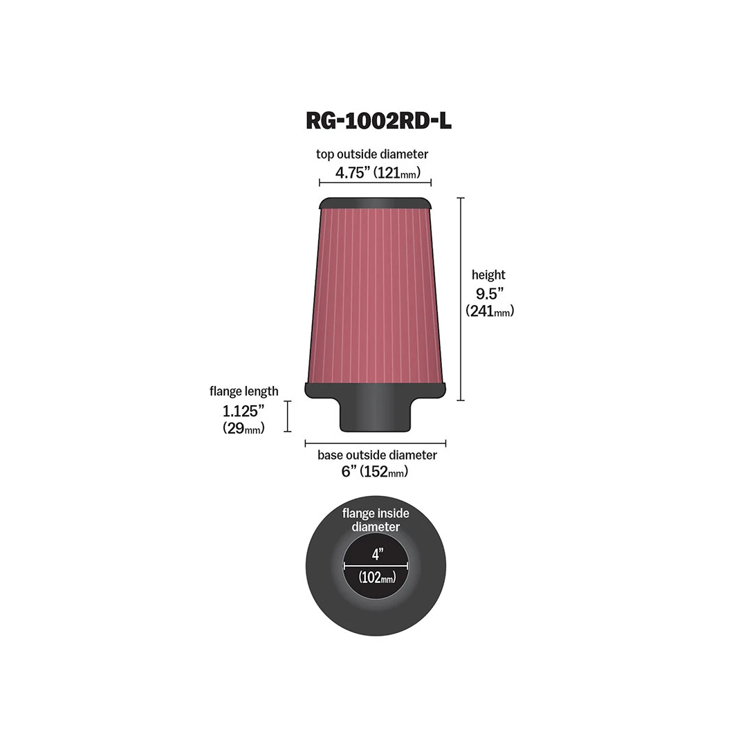 KNN Multi Fit 3 Flange Universal Filter 76/90/100 (clamp) 240 length – product view 2