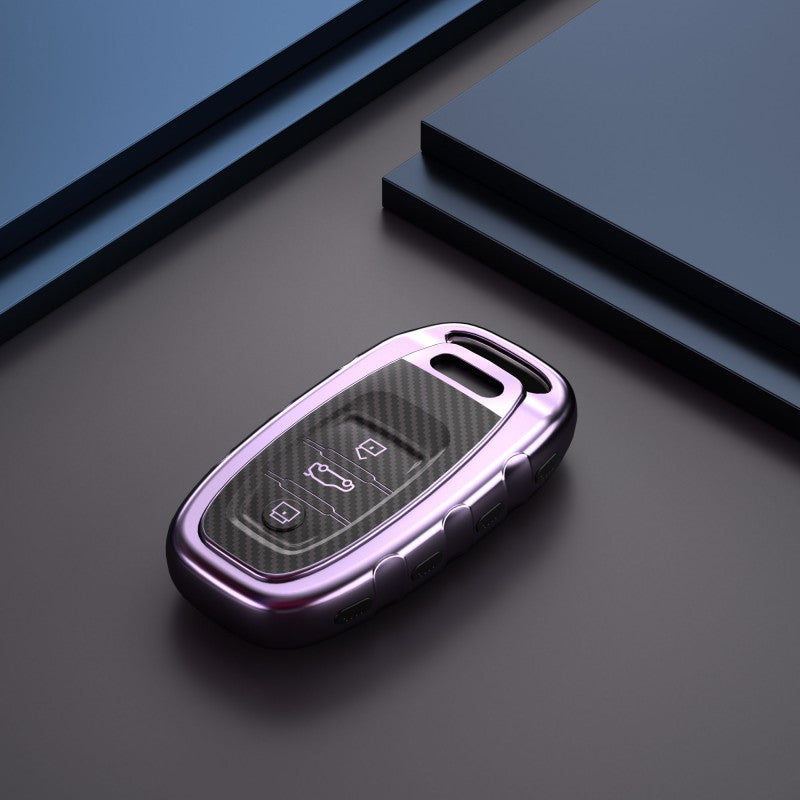 Audi TPU carbon fiber key cover (B) - Purple