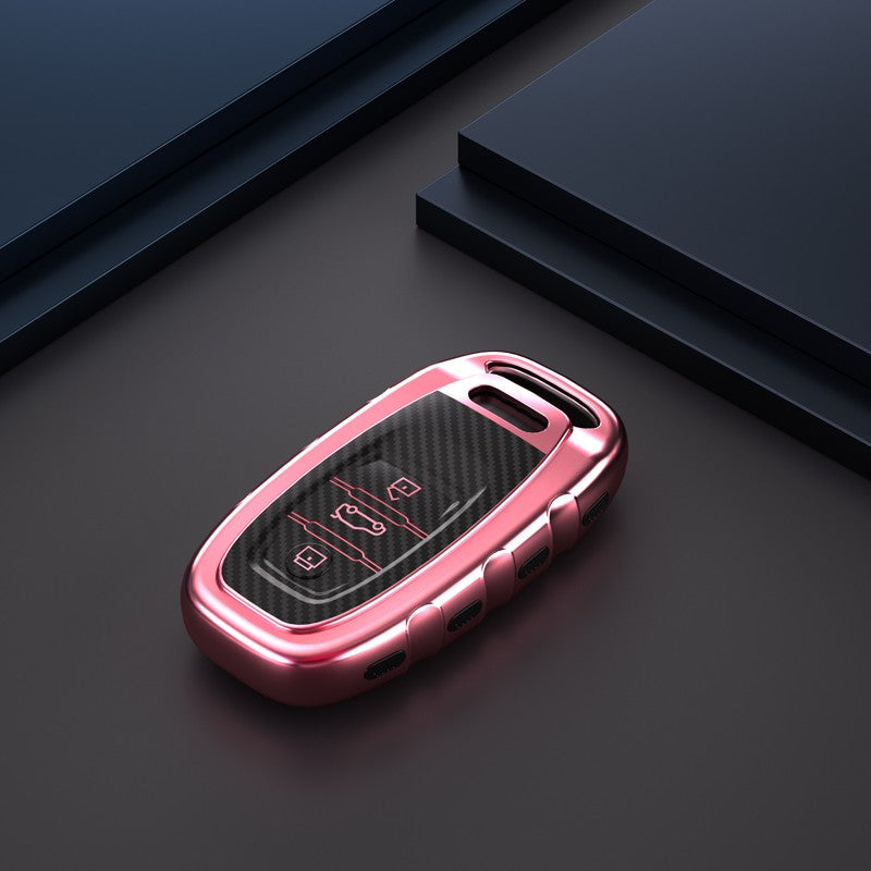 Audi TPU carbon fiber key cover (B) - Rose gold