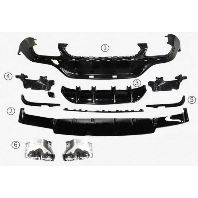 C253 20+ GLC63 coupe rear diffuser w/tailpipe