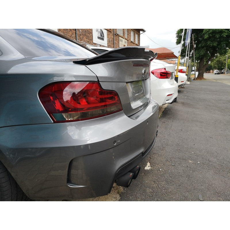 E82 M4 style high kick gloss black boot spoiler