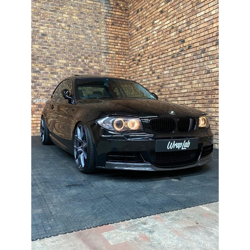 E82 Mtech V style gloss black front lip
