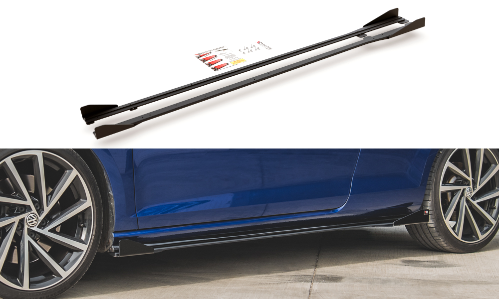 MAXTON DESIGN RACING DURABILITY SIDE SKIRTS DIFFUSERS + FLAPS VW GOLF 7 R / R-LINE FACELIFT