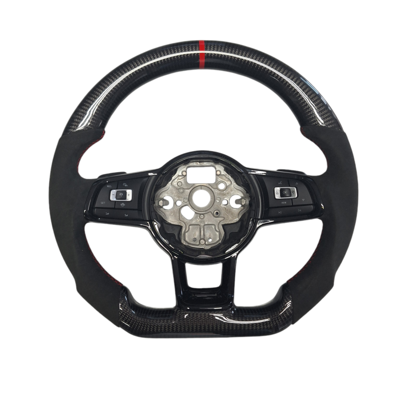 Golf 7 OHC carbon fiber steering wheel w/buttons w/red