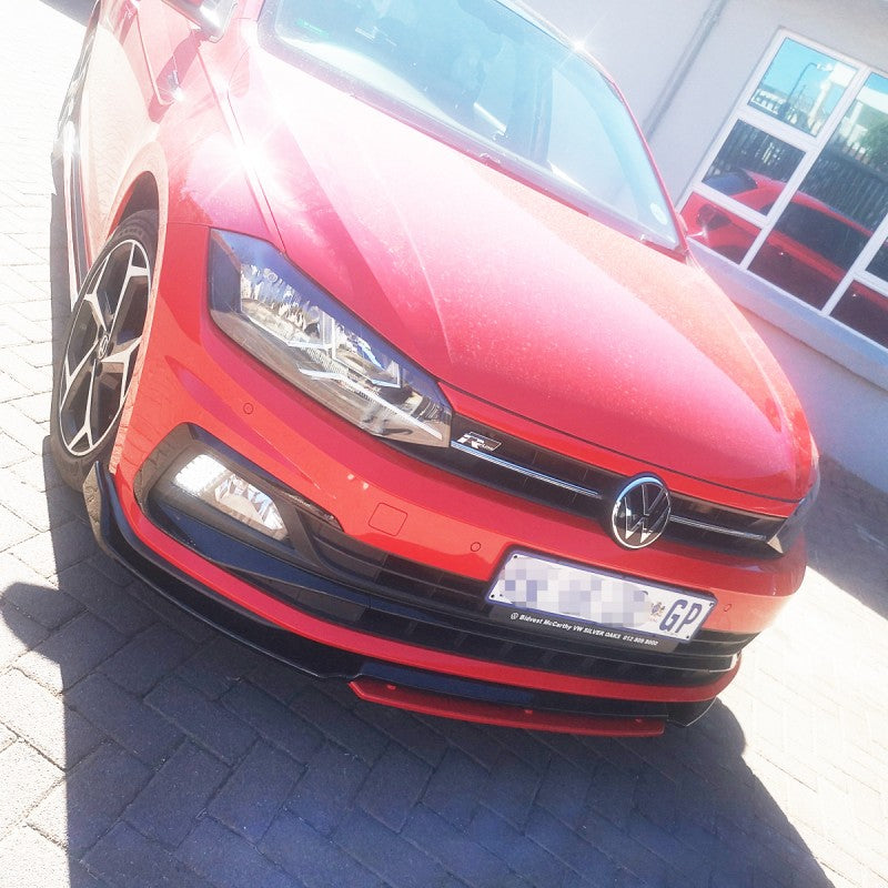 Polo 8 4pcs gloss black w/red front lip