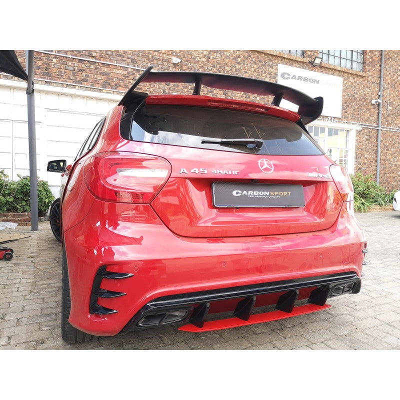 W176 A45 rear diffuser w/tailpipe (Red)
