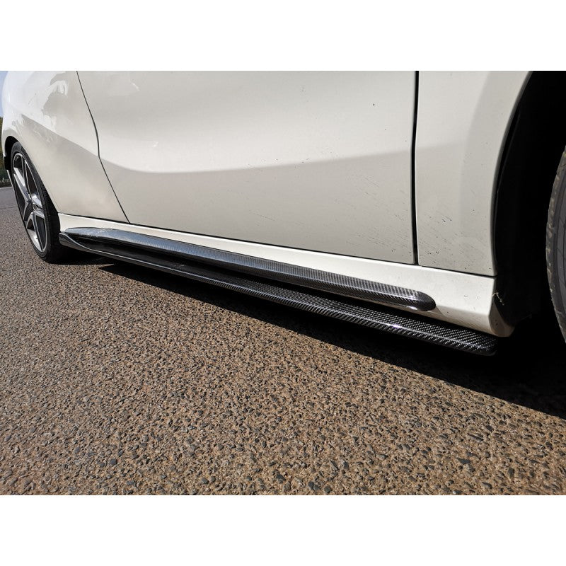 W176 W117 Revo style carbon fiber side skirts