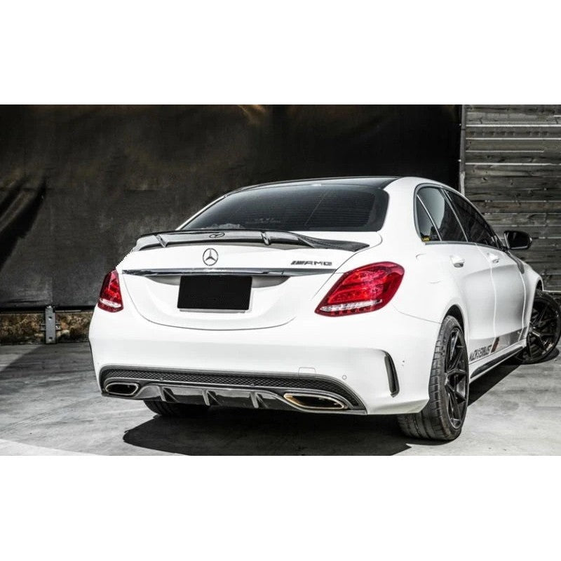 W205 4D R-style carbon fiber boot spoiler