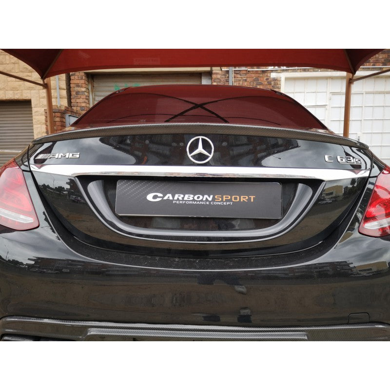 W205 4D P style carbon fiber boot spoiler