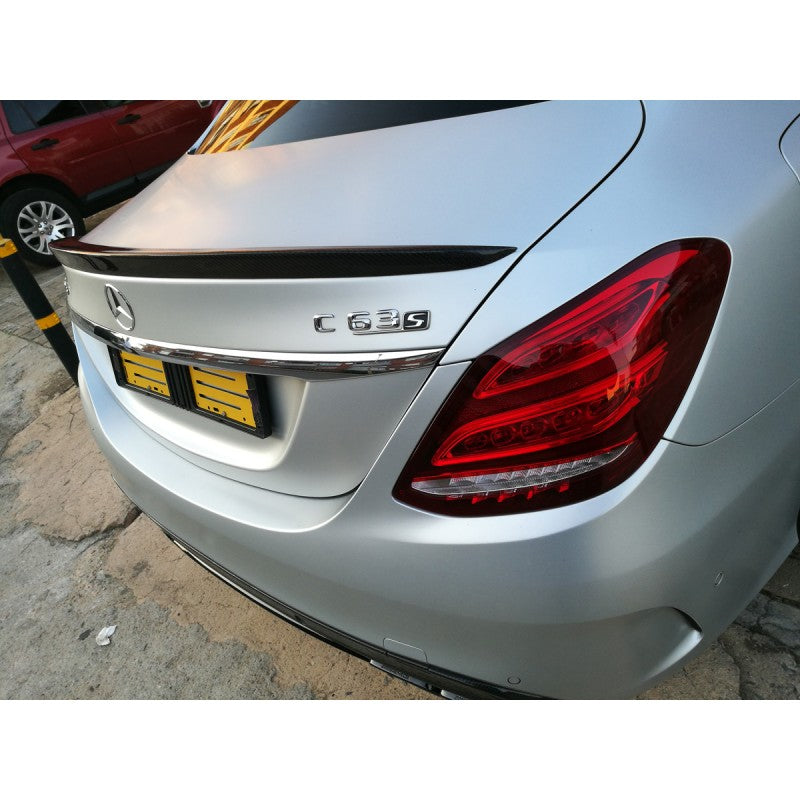 W205 4D P style carbon fiber boot spoiler