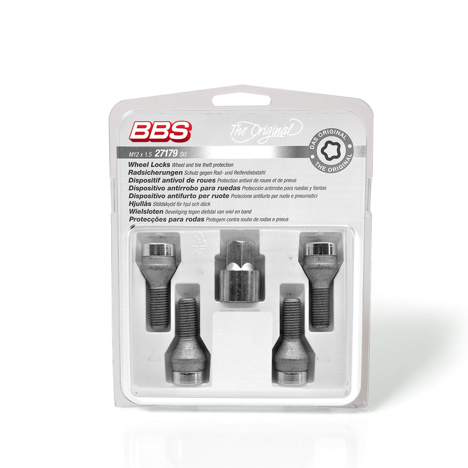 BBS Anti Theft Device Silver M14 x 1.5 x 31 Cone (Set /4) - 0934268