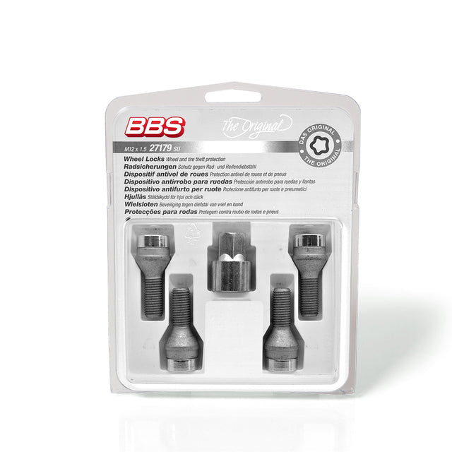 BBS Anti Theft Device Silver M14 x 1.5 x 31 Cone (Set /4) - 0934268