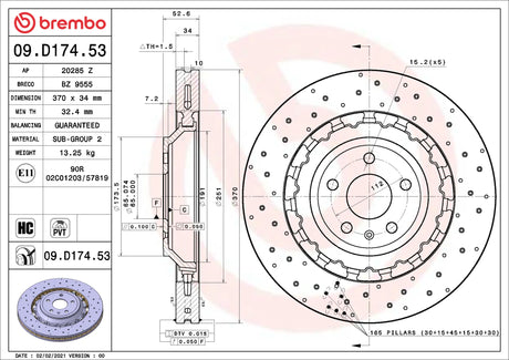 Brembo Brake Discs for Audi 8V2 RS3 (set/2)