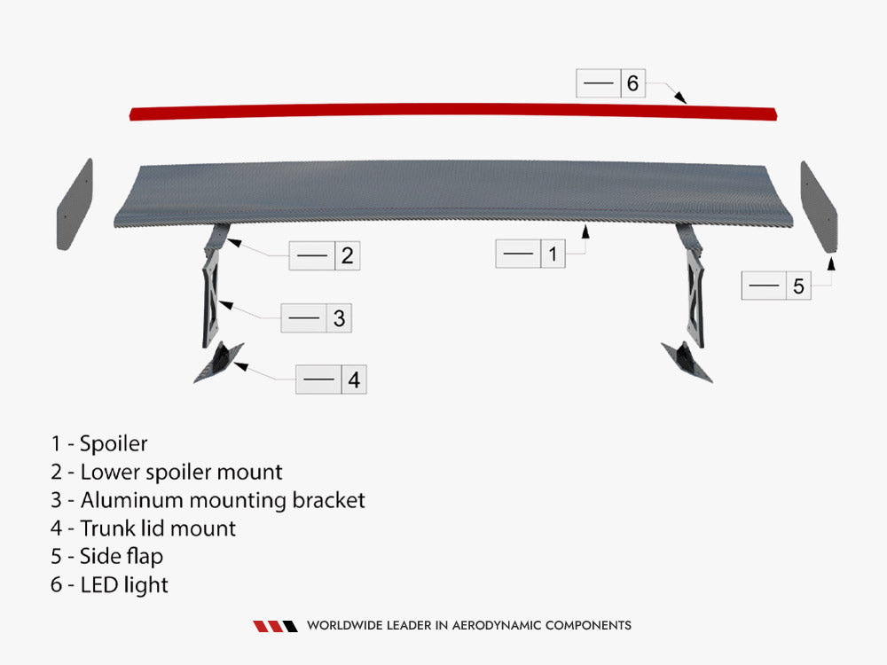 MAXTON DESIGN CARBON SPOILER WITH INTERNAL BRACKETS UPRIGHTS + LED BMW M2 F87