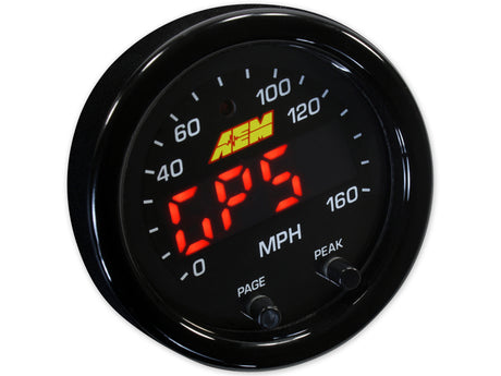 AEM X-Series 0-160 MPH Black Bezel w/black face GPS Speedometer Gauge - aem30-0313