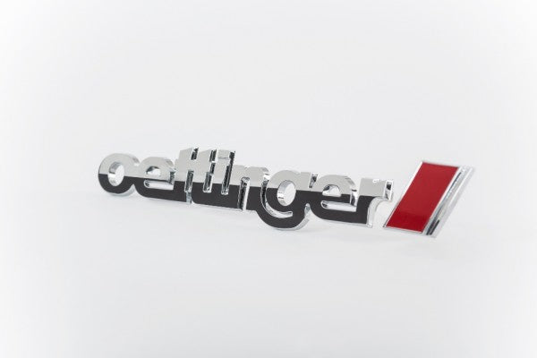 Oettinger Logo Badge 165x25mm high gloss chrome plated + self adhesive – OE70109800 – supplier image