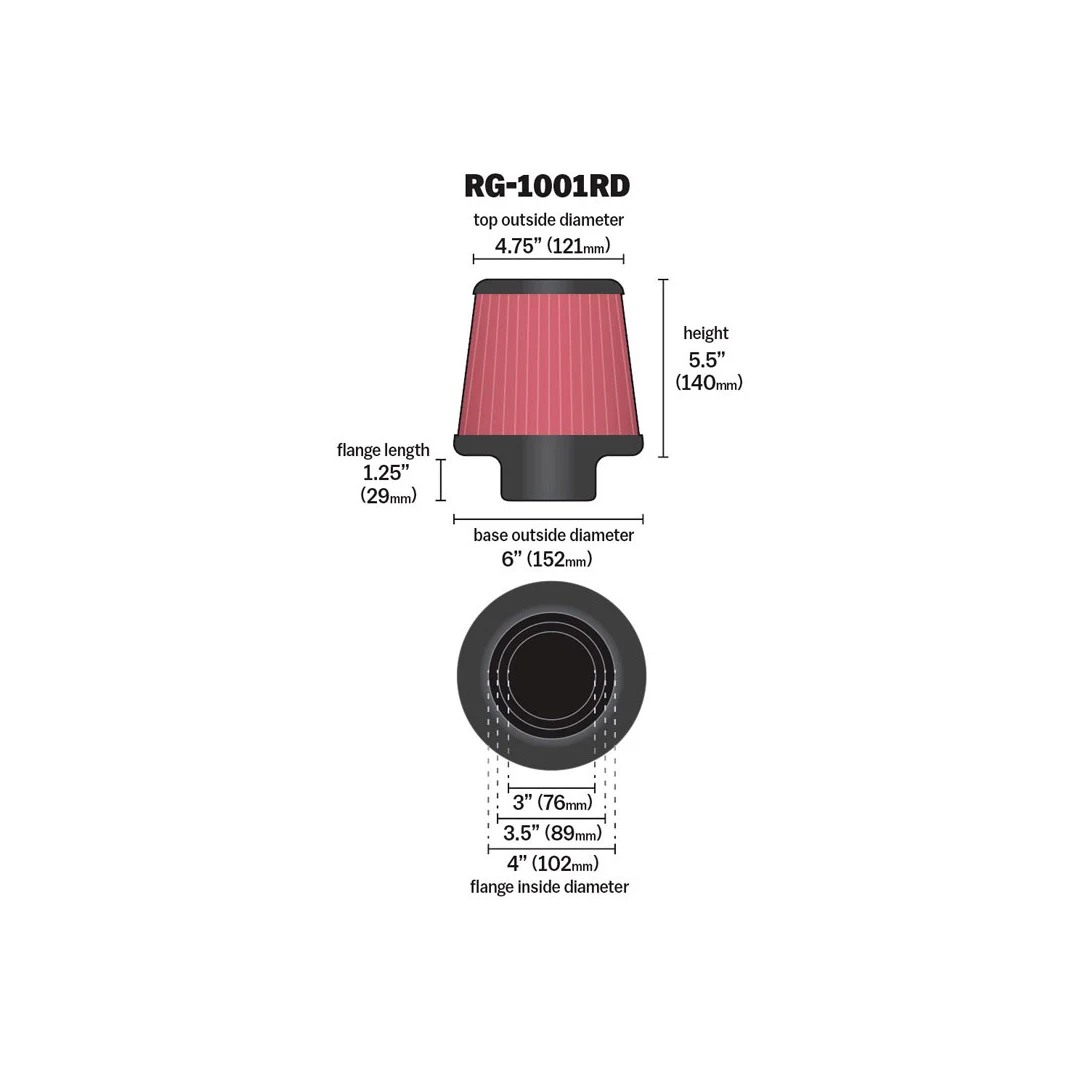 KNN Multi Fit 3 Flange Universal Filter 76/90/100 (clamp) 140 length – product view 3