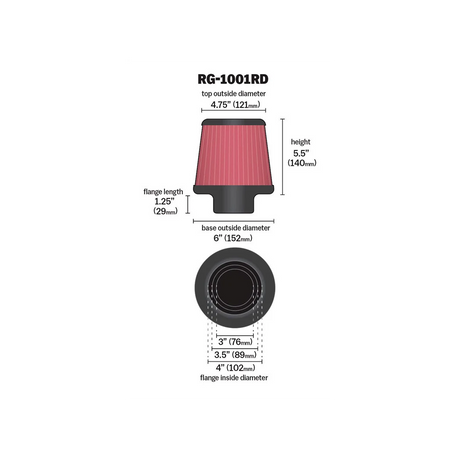 KNN Multi Fit 3 Flange Universal Filter 76/90/100 (clamp) 140 length – product view 3