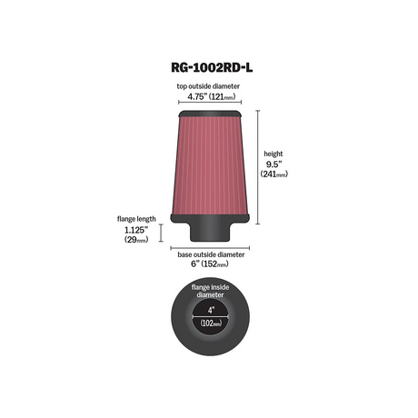 KNN Multi Fit 3 Flange Universal Filter 76/90/100 (clamp) 240 length – product view 2