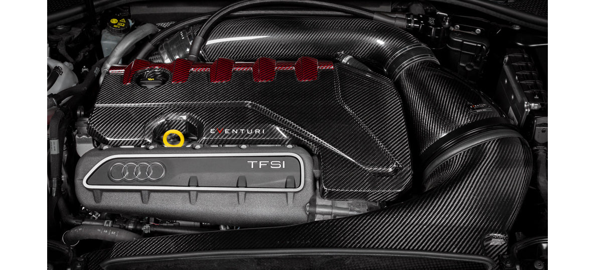 Eventuri Audi 8V2 RS3 / 8S TTRS Black and Red Engine Cover – product view 2