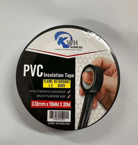 KWH Insulation Tape 0.18 x 19mm x 20mt Black