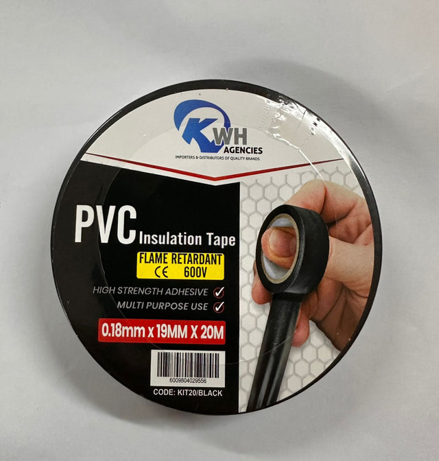 KWH Insulation Tape 0.18 x 19mm x 20mt Black
