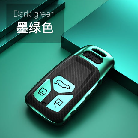 Audi TPU carbon fiber key cover (C) - Green