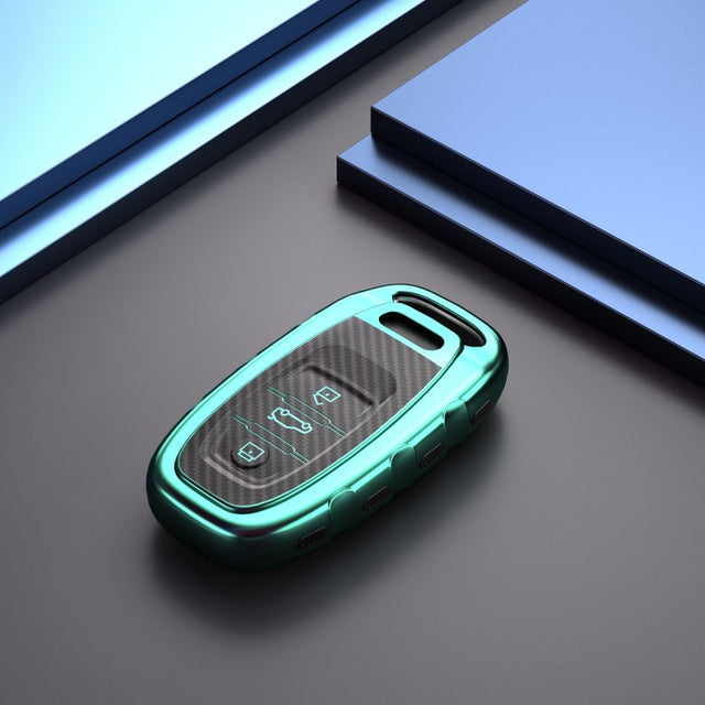 Audi TPU carbon fiber key cover (B) - Green