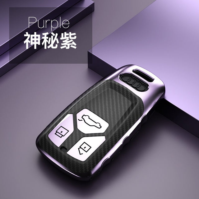 Audi TPU carbon fiber key cover (C) - Purple