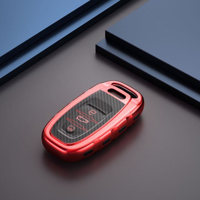 Audi TPU carbon fiber key cover (B) - Red
