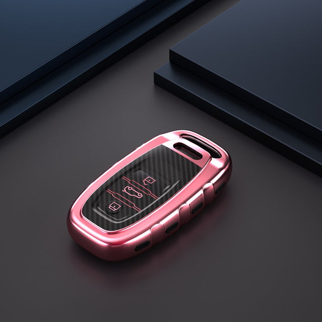 Audi TPU carbon fiber key cover (B) - Rose gold