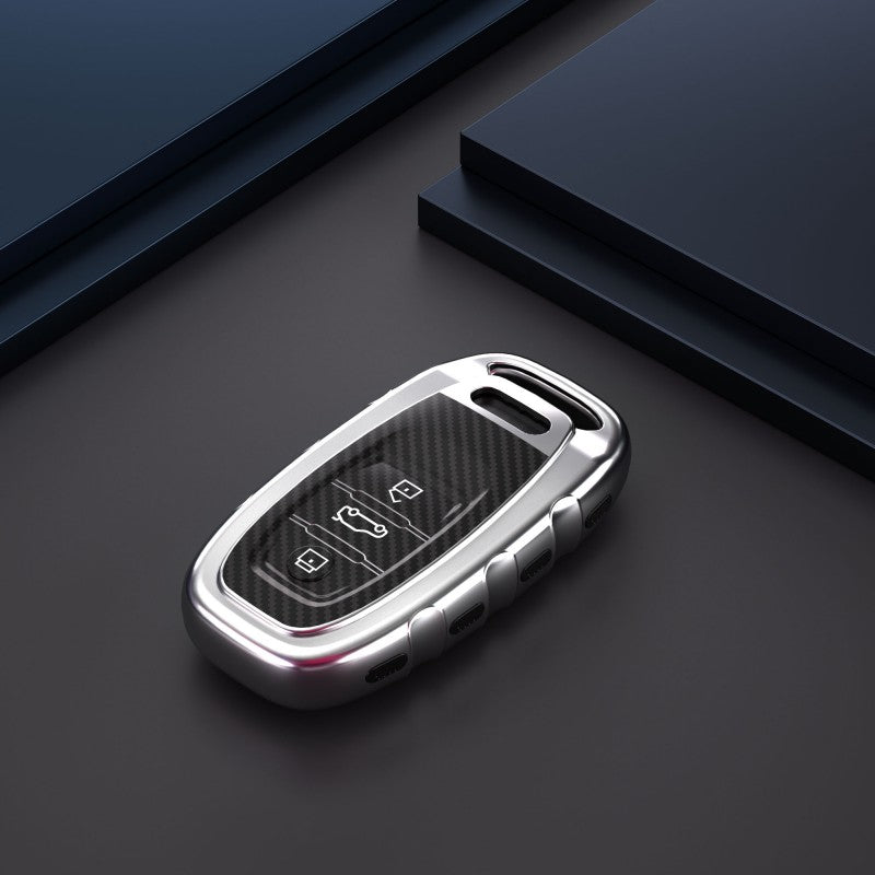 Audi TPU carbon fiber key cover (B) - Silver