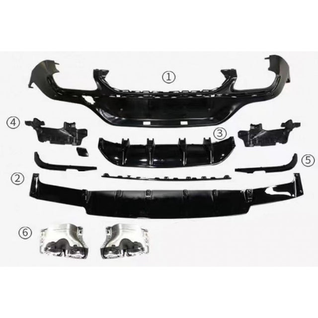 C253 20+ GLC63 coupe rear diffuser w/tailpipe