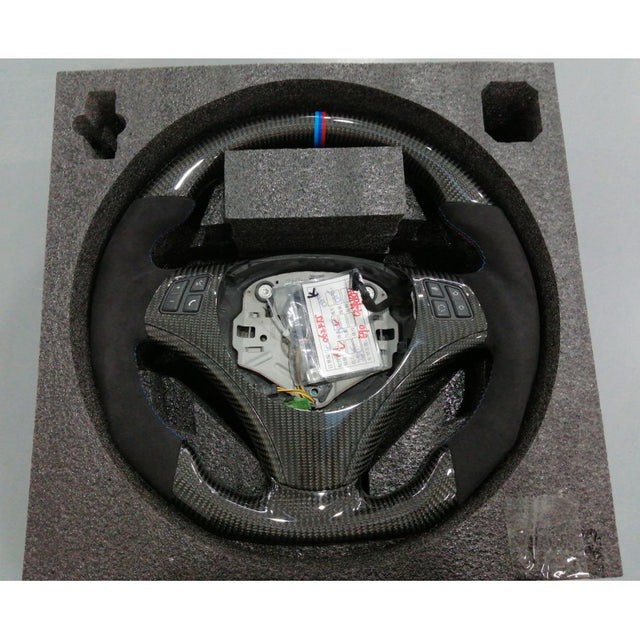 E82 E90 E92 OHC carbon fiber steering wheel w/trim w/buttons (manual model)