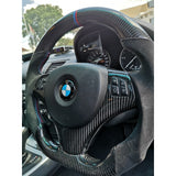 E82 E90 E92 OHC carbon fiber steering wheel w/trim w/buttons (manual model)