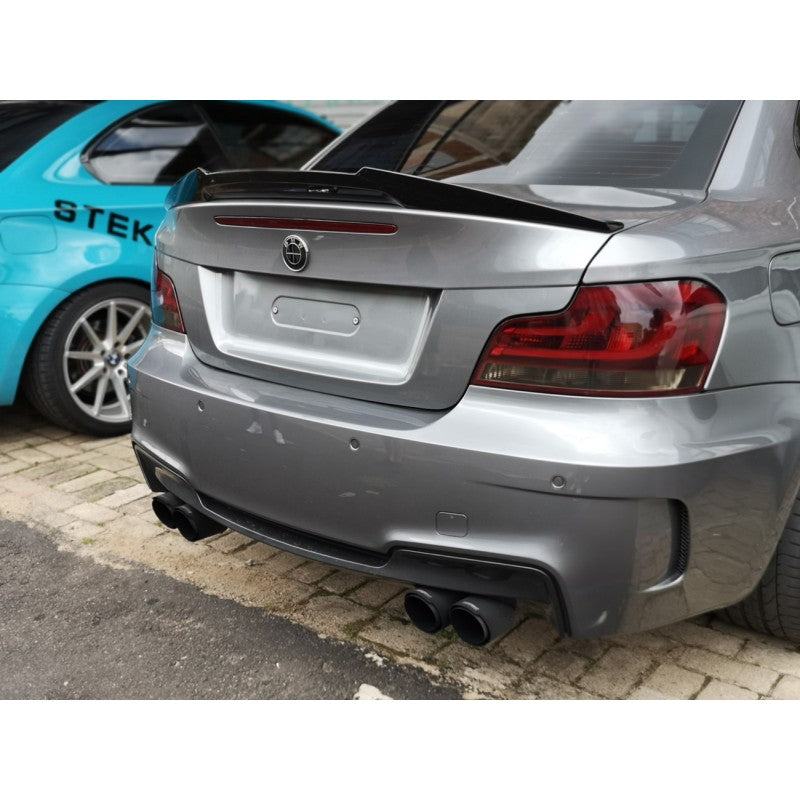E82 M4 style high kick gloss black boot spoiler