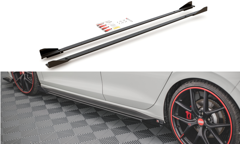 MAXTON DESIGN RACING DURABILITY SIDE SKIRTS DIFFUSERS + FLAPS VOLKSWAGEN GOLF 8 GTI / GTI CLUBSPORT / R-LINE