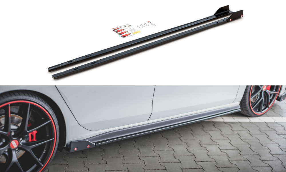 MAXTON DESIGN SIDE SKIRTS DIFFUSERS V.2 + FLAPS VOLKSWAGEN GOLF 8 GTI / GTI CLUBSPORT / R-LINE